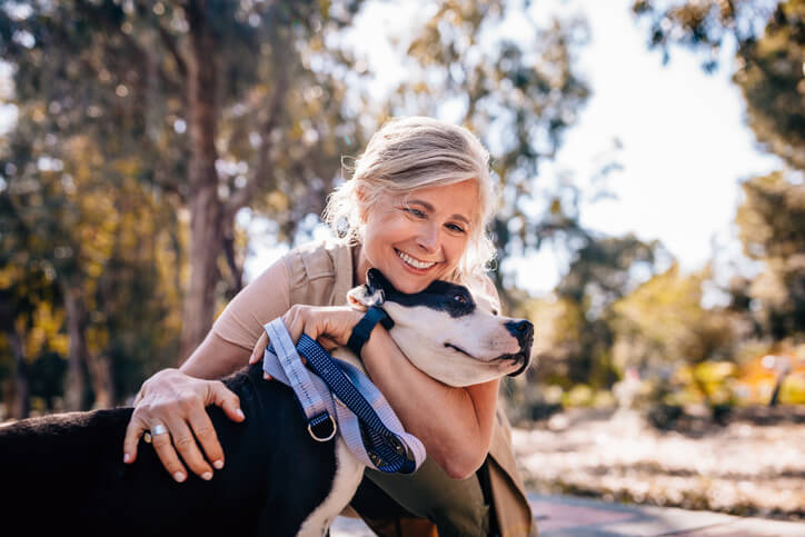 Older woman with her dog