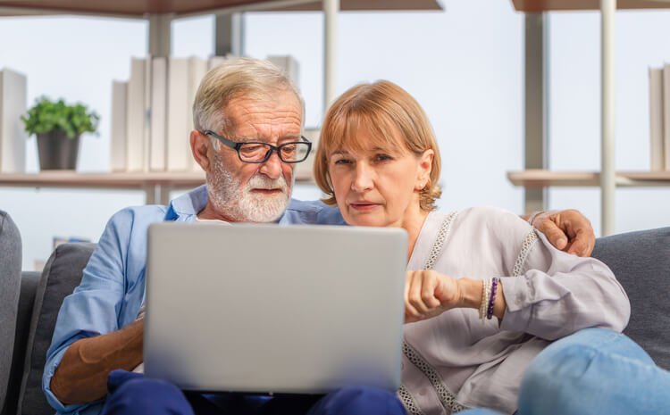 Older couple working on estate plan together