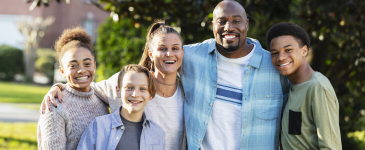 A blended family smile