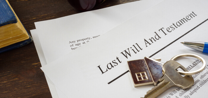 A last will and testament with keys